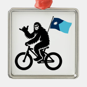 Ornement Carré Argenté Drapeau Bigfoot Cycling Minnesota