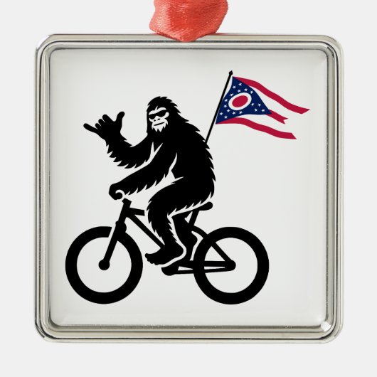 Ornement Carré Argenté Drapeau Bigfoot Cycling Ohio (Devant)