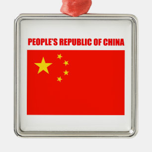 Ornement Carré Argenté Drapeau Chine haute qualité