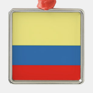 Ornement Carré Argenté Drapeau de Colombie