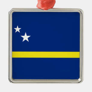 Ornement Carré Argenté Drapeau de Curaçao