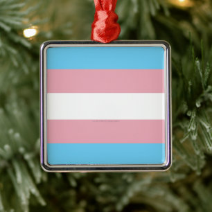 Ornement Carré Argenté Drapeau de fierté transgenre de SlipperyJoe divers