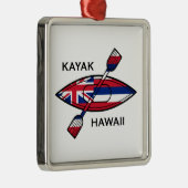 Ornement Carré Argenté Drapeau de Kayak Hawaii (Droite)