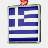 Ornement Carré Argenté Drapeau de la Grèce (Gauche)