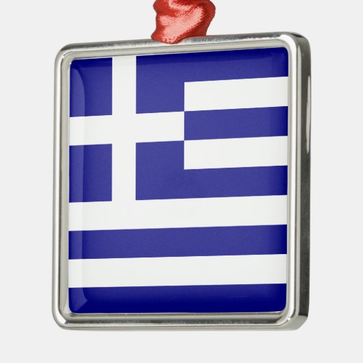 Ornement Carré Argenté Drapeau de la Grèce (Gauche)