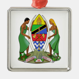 Ornement Carré Argenté Drapeau de la Tanzanie