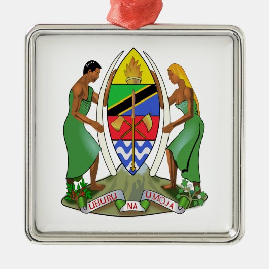 Ornement Carré Argenté Drapeau de la Tanzanie (Devant)