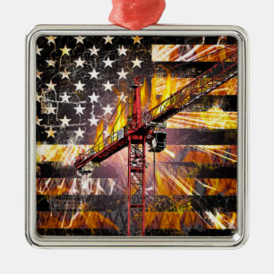 Ornement Carré Argenté Drapeau de l'opérateur de grue de tour