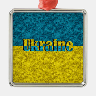 Ornement Carré Argenté Drapeau de l'Ukraine