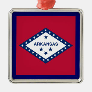 Ornement Carré Argenté Drapeau d'État de l'Arkansas