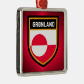 Ornement Carré Argenté Drapeau du Groenland (Droite)