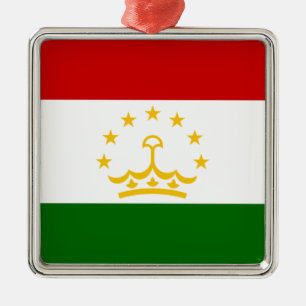 Ornement Carré Argenté Drapeau du Tadjikistan (Tadjik) (République du Tad