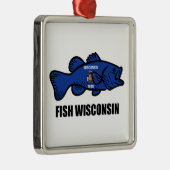 Ornement Carré Argenté Drapeau du Wisconsin de poisson (Droite)