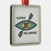 Ornement Carré Argenté Drapeau Kayak Delaware (Droite)