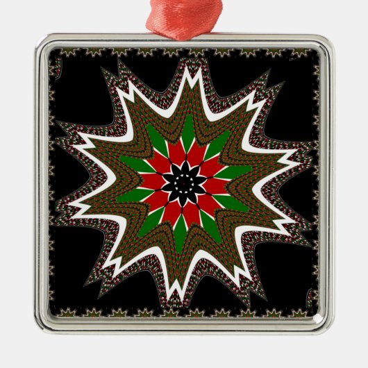 Ornement Carré Argenté Drapeau kényan couleurs Art Imprimer/graphique (Devant)