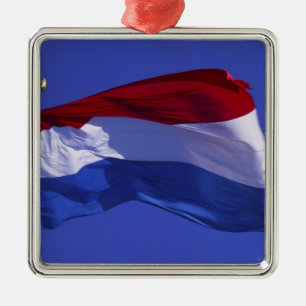 Ornement Carré Argenté Drapeau luxembourgeois RF)