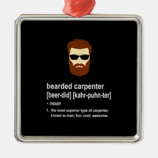 Ornement Carré Argenté Drôle Beard Carpenter Cadeaux Hommes