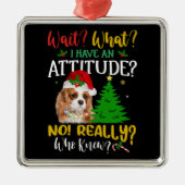 Ornement Carré Argenté Drôle Cavalier King Charles Spaniel Chien (Devant)