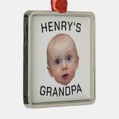 Ornement Carré Argenté Drôle personnalisé visage bébé (Droite)