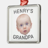 Ornement Carré Argenté Drôle personnalisé visage bébé (Gauche)