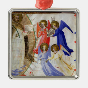 Ornement Carré Argenté ds 558 f.67v St Dominic avec quatre anges