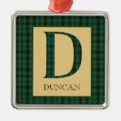 Ornement Carré Argenté Duncan Tartan Monogramme D (Devant)