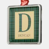 Ornement Carré Argenté Duncan Tartan Monogramme D (Gauche)