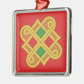Ornement Carré Argenté Durrow Knotwork 2016 Rouge et Vert (Gauche)
