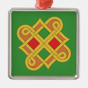 Ornement Carré Argenté Durrow Knotwork 2016 Rouge et Vert