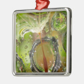 Ornement Carré Argenté Eau sur les graines de dandelion, CA (Gauche)