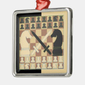 ORNEMENT CARRÉ ARGENTÉ ÉCHECS (Gauche)
