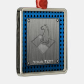 Ornement Carré Argenté Échecs ; Métal-regard balayé (Droite)