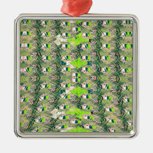 Ornement Carré Argenté Eco Africa Motif - Art Africain Inspiré Par La Nat