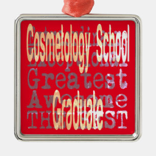 Ornement Carré Argenté Ecole de Cosmetologie Diplômé Extraordinaire