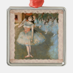 Ornement Carré Argenté Edgar Degas La danseuse étoilée avec Dentelle blan