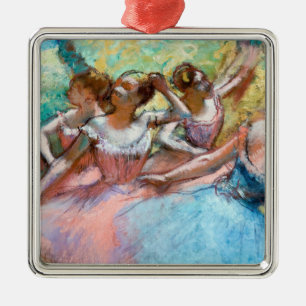 Ornement Carré Argenté Edgar Degas - Quatre ballerines sur scène