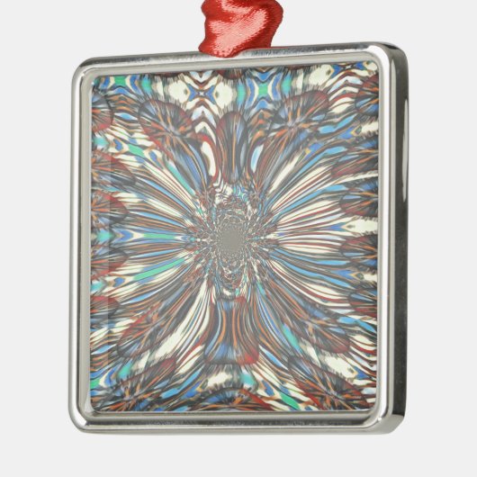 Ornement Carré Argenté Edgy African Urban Pop Art Conception optique Abst (Gauche)