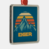 Ornement Carré Argenté Eiger Switzerland Retro Turquoise (Droite)