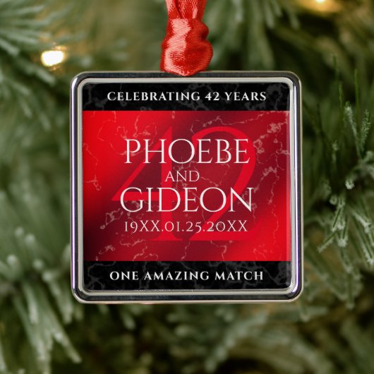 Ornement Carré Argenté Élégant 42e anniversaire du Mariage Jasper (Arbre)