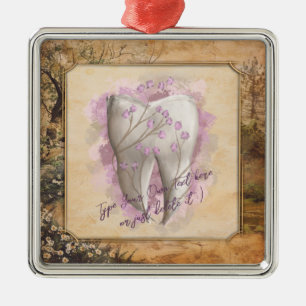 Ornement Carré Argenté Élégant cadeau dentaire Vintage à l'ancienne