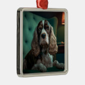 Ornement Carré Argenté Elégant Cocker Spaniel Classic Portrait Design (Droite)