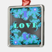 Ornement Carré Argenté Éléments d'amour cosmique Imprimer (Gauche)