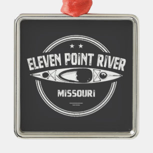Ornement Carré Argenté Eleven Point River Missouri Kayak