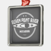 Ornement Carré Argenté Eleven Point River Missouri Kayak (Gauche)