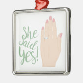 Ornement Carré Argenté Elle a dit oui (Gauche)