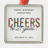 Ornement Carré Argenté Empreinte de léopard de fête du 21e anniversaire m (Devant)