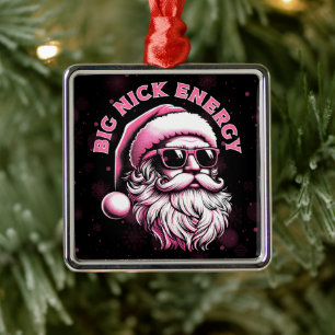 Ornement Carré Argenté Énergie Big Nick Santa Noël drôle de Noël Fêtes
