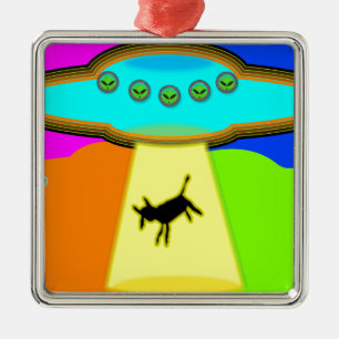 Ornement Carré Argenté Enlèvement d'Aliens