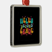 Ornement Carré Argenté Enseignant Bonjour 2e année (Droite)