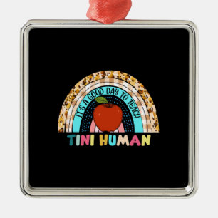 Ornement Carré Argenté Enseignant C'Est Un Bon Jour Pour Enseigner Tini H